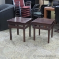 Pair of Dark Brown Rustic Style Wooden End Tables